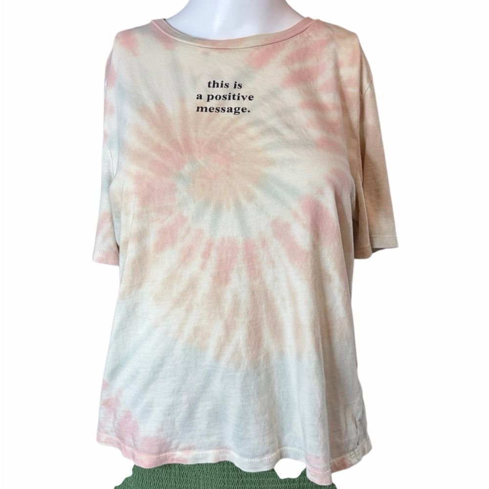 Divided Tie-Dye Positive Message Women's Top XS